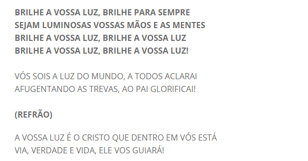 BRILHE A VOSSA LUZ - Músicas para Missa