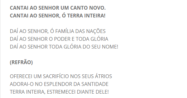 Cantai Ao Senhor Um Cântico Novo Cifra Cantai Ao Senhor Um Canto Novo Musicas Para Missa