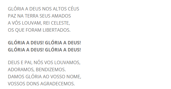 GLÓRIA A DEUS NOS ALTOS CÉUS, PAZ NA TERRA - Músicas para Missa