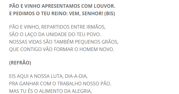 PÃO E VINHO APRESENTAMOS - Músicas para Missa