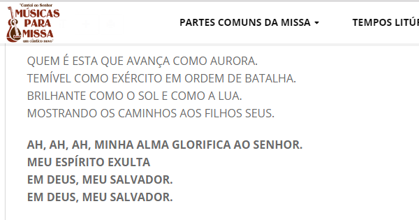QUEM É ESTA QUE AVANÇA COMO AURORA - Músicas para Missa